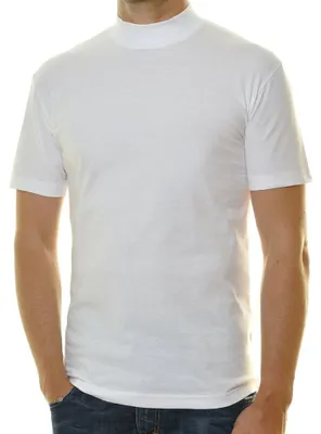 Ragman T-Shirt kurzarm mit Stehkragen in weiß