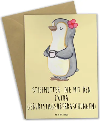 Produktbild von Mr. & Mrs. Panda firmungskarte Stiefmutter Überraschungen - Gelb Pastell - Geschenk, spruchkarte, Familie, Freude, Familienmitglieder, Stiefkind, weihnachtskarten, Feiern