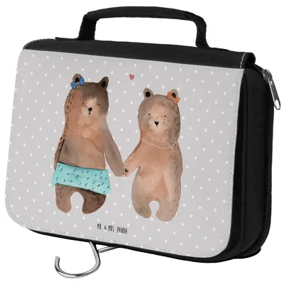 Produktbild von Mr. & Mrs. Panda Kulturbeutel Bär Freundin - Grau Pastell - Geschenk, Make-Up Tasche, Teddy, Schminktasche, Necessaire, duschbeutel, kosmetiktäschchen