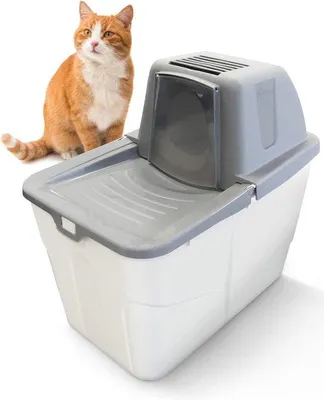 Image de Bac à litière avec entrée et filtre - Hygiénique et facile à utiliser - 58 x 39 x 56 cm - Convient aux grandes races de chats