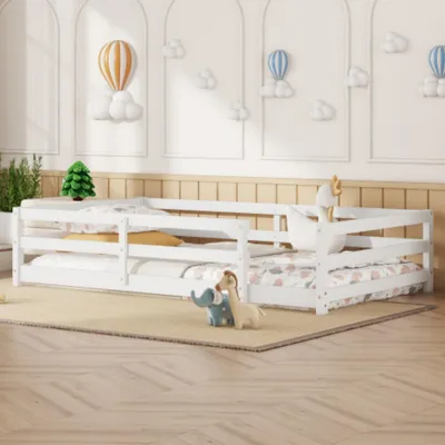 Produktbild von Kinderbett mit 4-Seiten-Gitter, Bett einfach aufzubauen (140x200 cm, weiß)