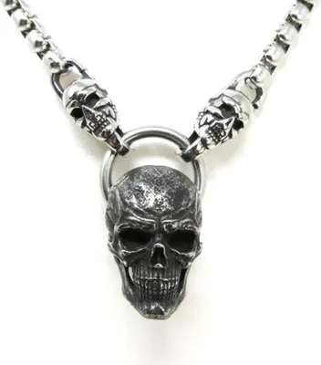 Produktbild von Halskette Edelstahlkette 316L MASSIV SKULL 05-02