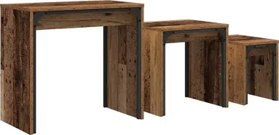 Immagine prodotto di vidaXL Tavolino da caffè, 3 pezzi, legno di recupero, 60 x 35 x 56 cm, materiale in legno