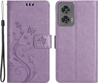 Produktbild von Motorola Edge 50 Fusion Hülle - Coverup Blumen & Schmetterlinge Klapphülle - Lila