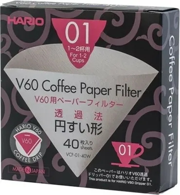 Obrázek produktu pro Kávový filtr Hario velikost 01 White 40 papírový filtr VCF-01-40W