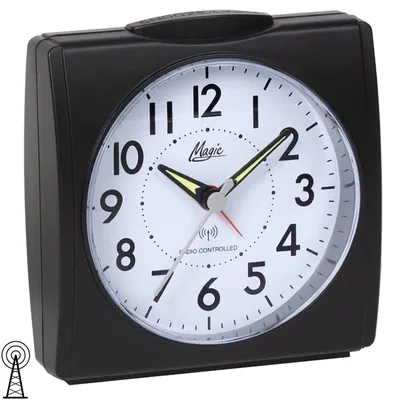 Produktbild von Magic 1895/7 Wecker Funk Funkwecker schwarz eckig viereckig mit Licht Snooze