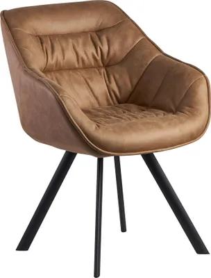 Produktbild von WOHNLING Esszimmerstuhl Wildlederoptik Beige Gepolstert Küchenstuhl mit Schwarzen Beinen Moderner Schalenstuhl mit Armlehnen Polsterstuhl Stoffbezug