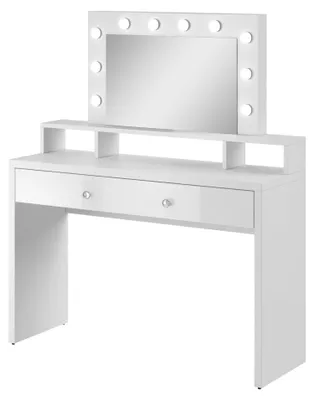Image de Coiffeuse Aria 120 x 40 cm, miroir blanc brillant, éclairage inclus