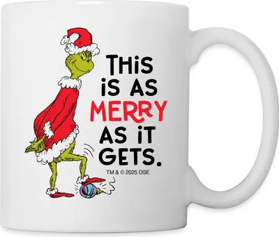 Produktbild von Spreadshirt Der Grinch Spruch This Is As Merry As It Gets Tasse, One size, Weiß