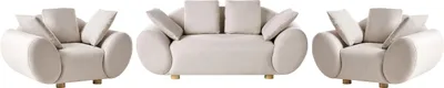 Produktbild von BELIANI Sofa Set Hellbeige Stoff 4-Sitzer mit Holzbeinen Kissen Sesseln Modern Dicke Polsterung Gemütlich Bequem Wohnzimmer Set