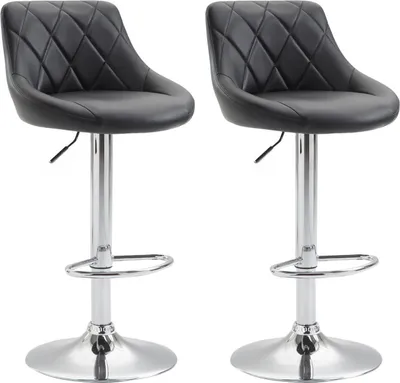 Produktbild von CLP 2er Set Barhocker Lazio Kunstleder höhenverstellbar und 360 Grad drehbar | Farbe schwarz