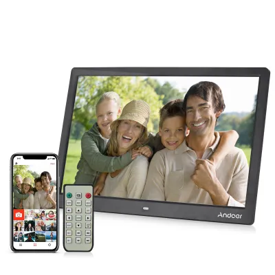 Zdjęcie produktu dla Andoer 15,4-calowa cyfrowa ramka na zdjęcia LED o rozdzielczości 1280 * 800 z funkcją odtwarzania wideo 1080P HD z pilotem zdalnego sterowania, zegarem muzycznym, kalendarzem i funkcjami e-booka