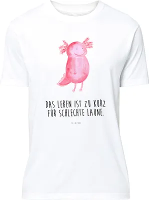 Produktbild von Mr. & Mrs. Panda S T-Shirt Axolotl Glücklich - Weiß - Geschenk, gut Gelaunt, Lurch, Motivationsspruch, Tshirt, Lustiges, Motivation, Print-Shirt, Lebensfroh, Shirt