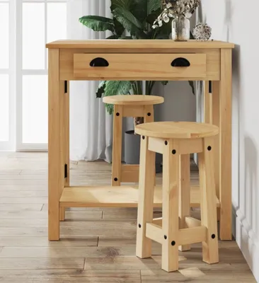 Produktbild von "2026 Promotion" Barhocker 2 Stk. - Hohe Qualität - Massivholz Kiefer - Esszimmer CC23158