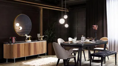 Produktbild von Stilvoll 8tlg.Esszimmer Set Esstisch 4x Stühle Anrichte Spiegel Bank