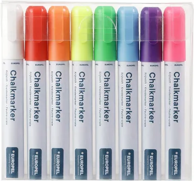 Zdjęcie produktu dla EUROPEL 356502 Marker kredowy EUROPEL 6 mm, pudełko 8 sztuk, różne kolory