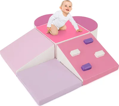 Produktbild von 6 Schaumstoff-Bauklötze für Kinder, Lernspielzeug-Set für 1+ Jahre, Bewegungsparcours für Babys in verschiedenen Formen & Farben, Bildungs-Spielzeug zum Krabbeln/Klettern
