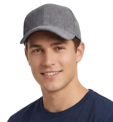 Zdjęcie produktu dla Czapka typu beanie damska/męska, szara, z corduroy, ciepła, regulowana, rozmiar M-L