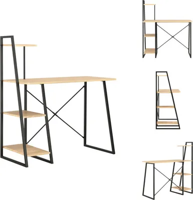Image de vidaXL Bureau avec étagère noir et chêne 102×50×117 cm - Bureaux
