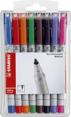 Produktbild von Folienstift - STABILO OHPen universal - wasserlöslich medium - 8er Pack - mit 8 verschiedenen Farben
