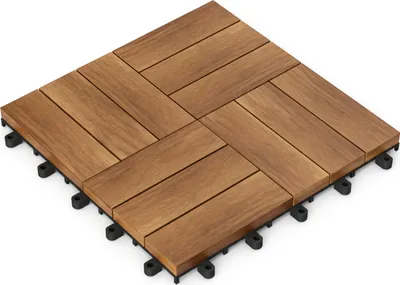 Produktbild von CASARIA® Holzfliesen Akazie Mosaik FSC®-zertifiziertes Akazienholz 30x30 cm Fliese Stecksystem Mosaik Zuschneidbar Terrasse Balkon