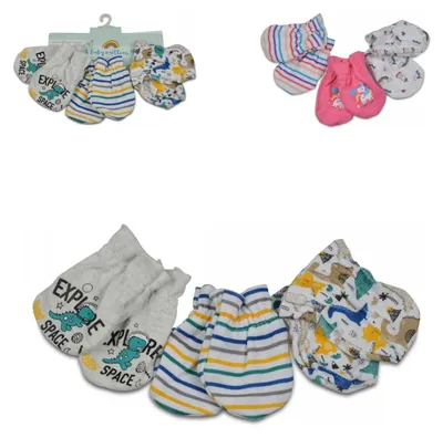 Produktbild von Cangaroo Baby-Fäustlinge Kay 3er Set, aus 100% Baumwolle, Erstlingshandschuhe blau