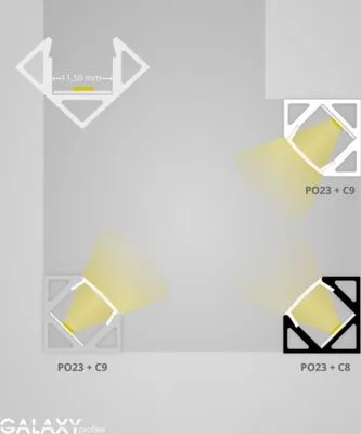 Produktbild von GALAXY profiles PO23 LED ECK-Profil, 200 cm,  schwarz RAL 9005 LED Stripes max. 11 mm