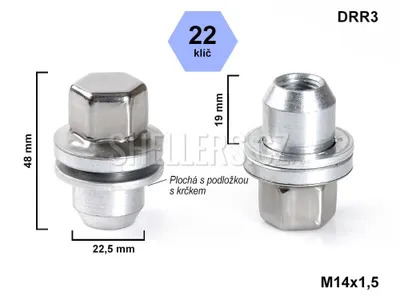 Obrázek produktu pro Kolová matice M14x1,5 zavřená, Range Rover, klíč 22, AG5/S DRR3, výška 48 mm