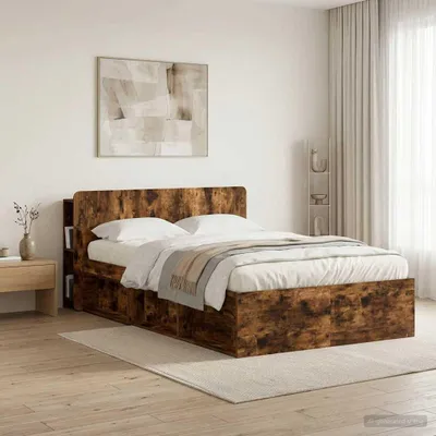 Image de Armoire de tête de lit avec rangement vidaXL en bois d'ingénierie chêne fumé
