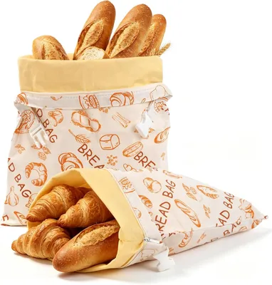 Produktbild von Brotbeutel aus Leinen mit Bienenwachs, 2 Stück, wiederverwendbar, für die Aufbewahrung