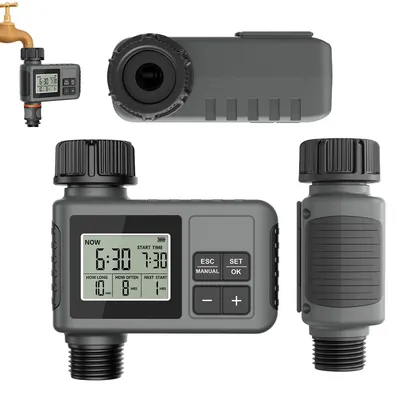 Produktbild von Bewässerungscomputer mit Regensensor, automatischer und manueller Timerfunktion, wasserdicht, großes LCD-Display, ideal für Garten und Rasen