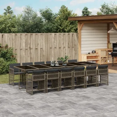 Image de 2025 Meubles de jardin modernes Balcon Ensemble de 13 pièces Salon de jardin avec coussins Gris Poly rotin - Ensemble de meubles de jardin,Design 7517313 6parcel