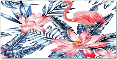 Produktbild von Tulup® Leinwandbild -100x50 cm - Wandkunst - Drucke auf Leinwand - Leinwanddruck  - Tiere - Rosa - Flamingos Pflanzen