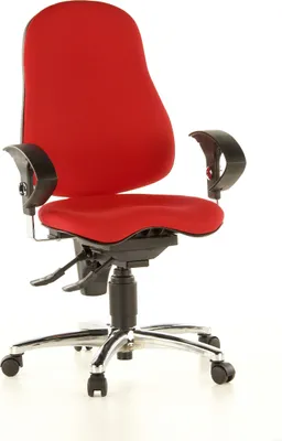 Produktbild von Topstar Profi Bürostuhl SITNESS 10 Ergonomischer Schreibtischstuhl mit Armlehnen (höhenverstellbar) Stoff Rot Drehstuhl für Büro, Zuhause