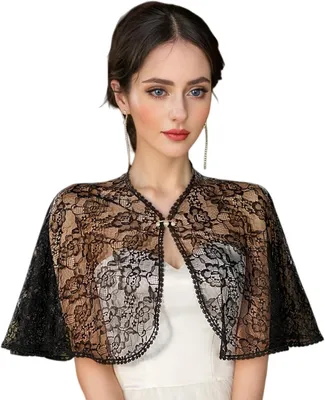 Imagen del producto de Solidchoice - Chalecos de encaje para novias - Bolero con bordados y perlas