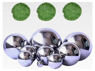 Produktbild von 9er Set Schwimmkugeln in Silber mit 3 Schwimmenden Lotusblättern für Miniteich, Terrassenteich, Zinkwannen, Solarbrunnen, Garten, Balkon, Teiche, Deko, Teichkugeln, Metallkugeln, Gartenkugeln, Dekokugeln