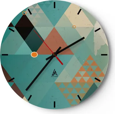 Produktbild von Wanduhr - Rund - Glasuhr - Abstraktion modern - 30x30cm - Schleichendes Uhrwerk - Lautlos - zum Aufhängen bereit - Dekoration Modern - Wanddekoration aus Glas - C3AR30x30-3571