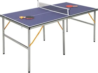 Produktbild von Tischtennisplatte klappbar, Tischtennistisch wetterfest mit Griff | Tischtennis Set mit Netz, 2 Schlägern & 3 Bällen, Ping Pong Tisch für Kinder & Erwachsene, für Indoor & Outdoor