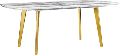 Produktbild von BELIANI Esstisch Weiß u. Gold MDF Tischplatte Marmor Optik 160x90 cm ausziehbar 200x90 cm mit Metallbeinen Rechteckig Glamour Esszimmer Küche