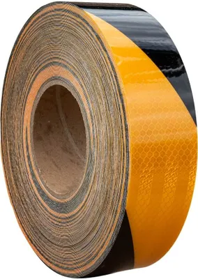 Produktbild von Selbstklebendes reflektierendes Klebeband - gelb-schwarz - 1 m
