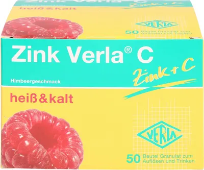 Produktbild von Zink Verla C Himbeer-Geschmack heiß & kalt Granulat, 50 St. Beutel