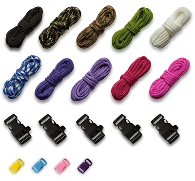 Produktbild von 19-teiliges Paracord Set Seile Schnüre Knüpfset Bastelset Armband Band Verschluß