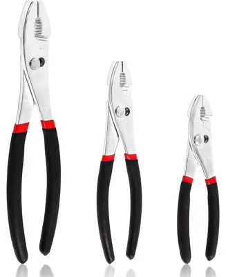 Produktbild von Zangen-Set 3 Stück 6/8/10 Zoll Schwarz Stahl Rutschgelenk mit Gummigriff