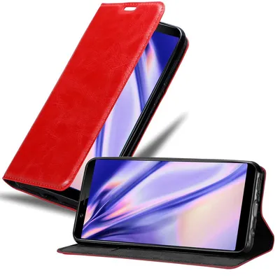 Produktbild von Cadorabo Hülle für Vivo Y71 Schutz Hülle in Rot Handyhülle Etui Case Cover Magnetverschluss