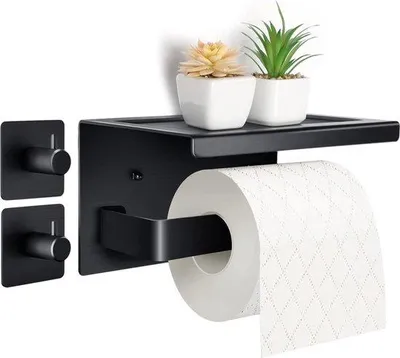 Produktbild von Famanu Toilettenpapierhalter mit Ablage - Schwarz