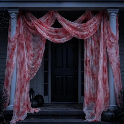 Immagine prodotto di Tessuto decorativo per Halloween, adatto per interni ed esterni, dimensioni 600 x 115 cm - Decorazioni per Halloween
