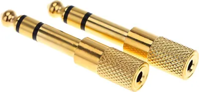 Imagen del producto de Adaptador convertidor de conector de audio, para guitarra eléctrica, micrófono o auriculares, con conector macho de 6,35 mm y conector hembra de 3,5 mm, compatible con señales estéreo
