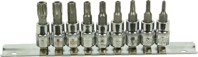 Obrázok produktu pre Sada Torx nástrčných hlavíc s bitom - kľúčov, 1/4'', T10 - T50, 9ks, Kroftools