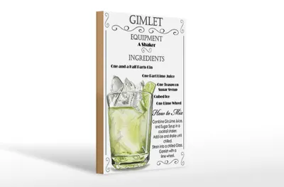Produktbild von Holzschild Alkohol 20x30cm Gimlet Equipment ingredients