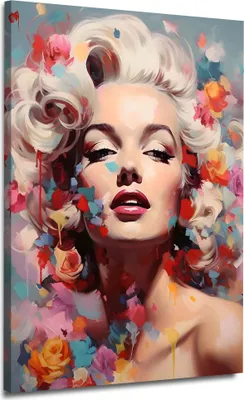 Produktbild von Marilyn abstrakt Pop Art Leinwandbild Wandbild Kunstdruck XL Deko: 75x100x4cm
